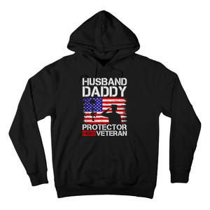 Retro Husband Daddy Protector Hero Veteran Happy Fathers Day Tall Hoodie