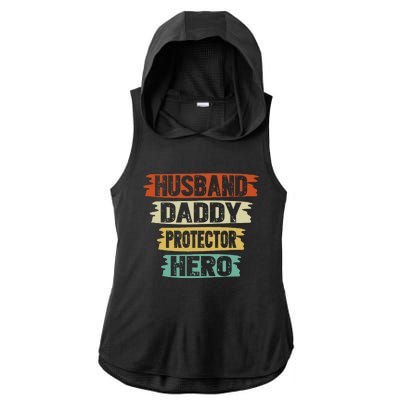 retro husband daddy protector hero fathers day for dad Ladies PosiCharge Tri-Blend Wicking Draft Hoodie Tank