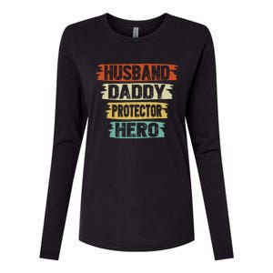 retro husband daddy protector hero fathers day for dad Womens Cotton Relaxed Long Sleeve T-Shirt