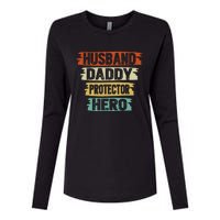 retro husband daddy protector hero fathers day for dad Womens Cotton Relaxed Long Sleeve T-Shirt