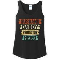 retro husband daddy protector hero fathers day for dad Ladies Essential Tank