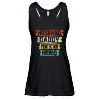 retro husband daddy protector hero fathers day for dad Ladies Essential Flowy Tank