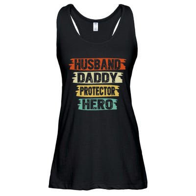 retro husband daddy protector hero fathers day for dad Ladies Essential Flowy Tank