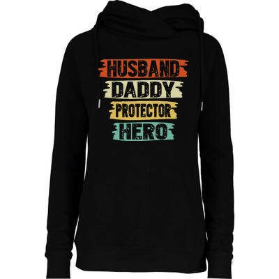 retro husband daddy protector hero fathers day for dad Womens Funnel Neck Pullover Hood