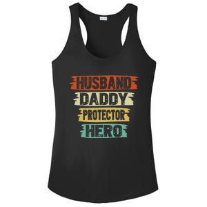 retro husband daddy protector hero fathers day for dad Ladies PosiCharge Competitor Racerback Tank