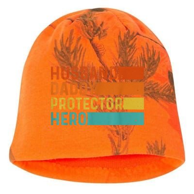 Retro Husband Daddy Protector Hero Fathers Day For Dad Kati - Camo Knit Beanie