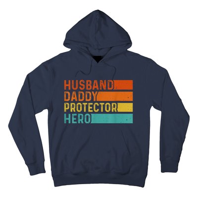 Retro Husband Daddy Protector Hero Fathers Day For Dad Hoodie