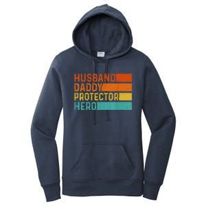 Retro Husband Daddy Protector Hero Fathers Day For Dad Women's Pullover Hoodie