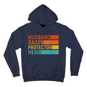 Retro Husband Daddy Protector Hero Fathers Day For Dad Tall Hoodie