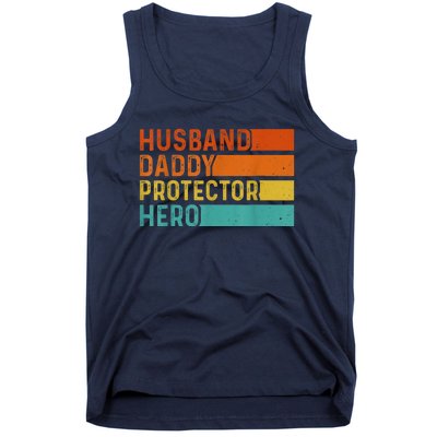 Retro Husband Daddy Protector Hero Fathers Day For Dad Tank Top