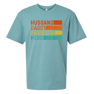 Retro Husband Daddy Protector Hero Fathers Day For Dad Sueded Cloud Jersey T-Shirt