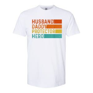 Retro Husband Daddy Protector Hero Fathers Day For Dad Softstyle CVC T-Shirt