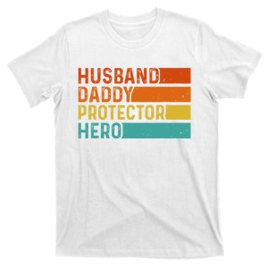 Retro Husband Daddy Protector Hero Fathers Day For Dad T-Shirt