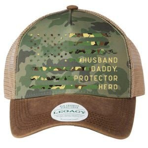 Retro Husband Daddy Protector Hero Fathers Day For Dad Legacy Tie Dye Trucker Hat