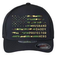 Retro Husband Daddy Protector Hero Fathers Day For Dad Flexfit Unipanel Trucker Cap