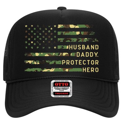 Retro Husband Daddy Protector Hero Fathers Day For Dad Trucker Hat