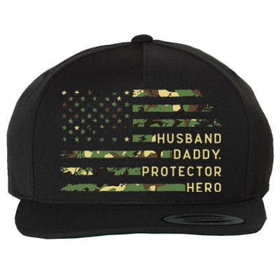 Retro Husband Daddy Protector Hero Fathers Day For Dad Wool Snapback Cap