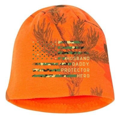 Retro Husband Daddy Protector Hero Fathers Day For Dad Kati - Camo Knit Beanie