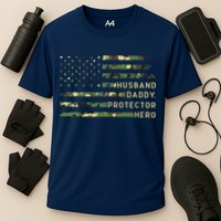 Retro Husband Daddy Protector Hero Fathers Day For Dad Performance Shirt