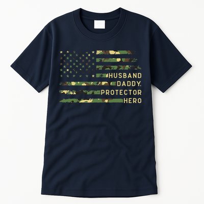 Retro Husband Daddy Protector Hero Fathers Day For Dad Tall T-Shirt