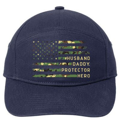 Retro Husband Daddy Protector Hero Fathers Day For Dad 7-Panel Snapback Hat