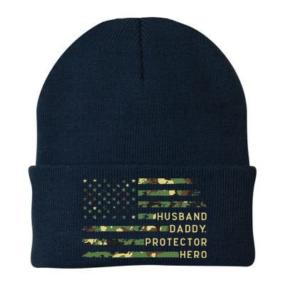 Retro Husband Daddy Protector Hero Fathers Day For Dad Knit Cap Winter Beanie