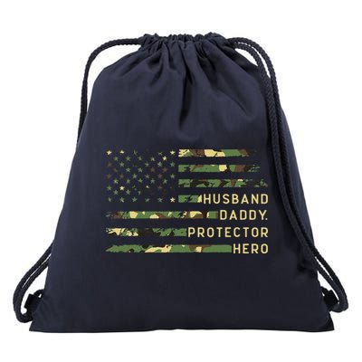 Retro Husband Daddy Protector Hero Fathers Day For Dad Drawstring Bag