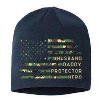 Retro Husband Daddy Protector Hero Fathers Day For Dad Sustainable Beanie