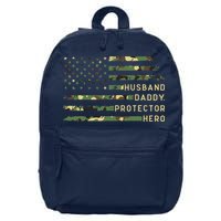Retro Husband Daddy Protector Hero Fathers Day For Dad 16 in Basic Backpack