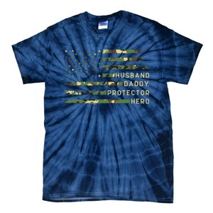 Retro Husband Daddy Protector Hero Fathers Day For Dad Tie-Dye T-Shirt