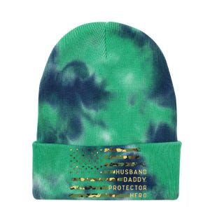 Retro Husband Daddy Protector Hero Fathers Day For Dad Tie Dye 12in Knit Beanie