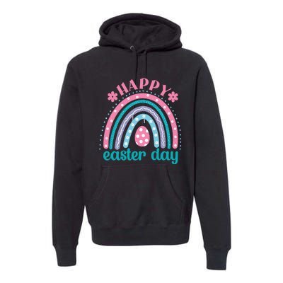 Rainbow Happy Easter Day Funny Bunny Easter Day Premium Hoodie