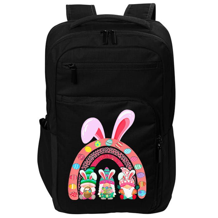 Rainbow Happy Easter Day Cute Gnome Easter Bunny Impact Tech Backpack