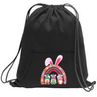 Rainbow Happy Easter Day Cute Gnome Easter Bunny Sweatshirt Cinch Pack Bag