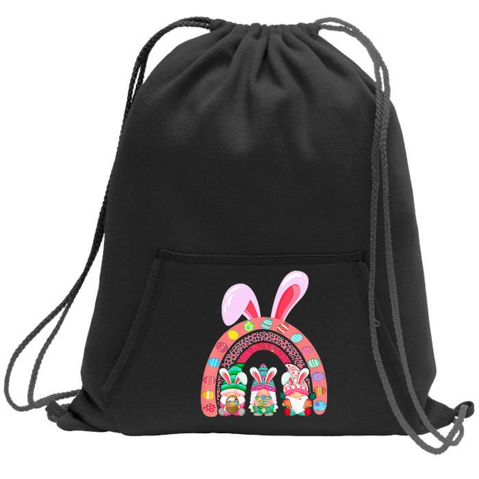 Rainbow Happy Easter Day Cute Gnome Easter Bunny Sweatshirt Cinch Pack Bag