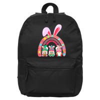 Rainbow Happy Easter Day Cute Gnome Easter Bunny 16 in Basic Backpack