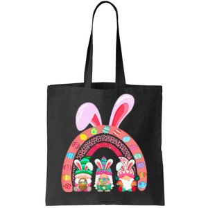 Rainbow Happy Easter Day Cute Gnome Easter Bunny Tote Bag