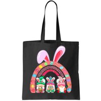 Rainbow Happy Easter Day Cute Gnome Easter Bunny Tote Bag