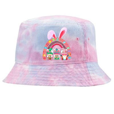 Rainbow Happy Easter Day Cute Gnome Easter Bunny Tie-Dyed Bucket Hat