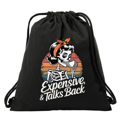 Retro Halloween Expensive Difficult And Talks Back Drawstring Bag