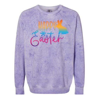 Rainbow Happy Easter Bunny Colorblast Crewneck Sweatshirt