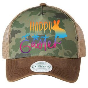 Rainbow Happy Easter Bunny Legacy Tie Dye Trucker Hat