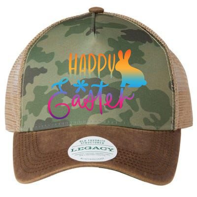 Rainbow Happy Easter Bunny Legacy Tie Dye Trucker Hat