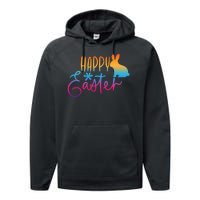 Rainbow Happy Easter Bunny Performance Fleece Hoodie