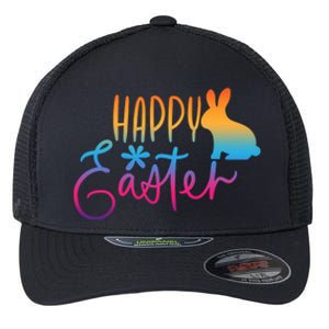 Rainbow Happy Easter Bunny Flexfit Unipanel Trucker Cap