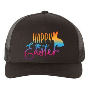 Rainbow Happy Easter Bunny Yupoong Adult 5-Panel Trucker Hat