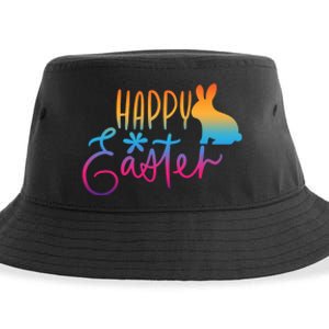 Rainbow Happy Easter Bunny Sustainable Bucket Hat