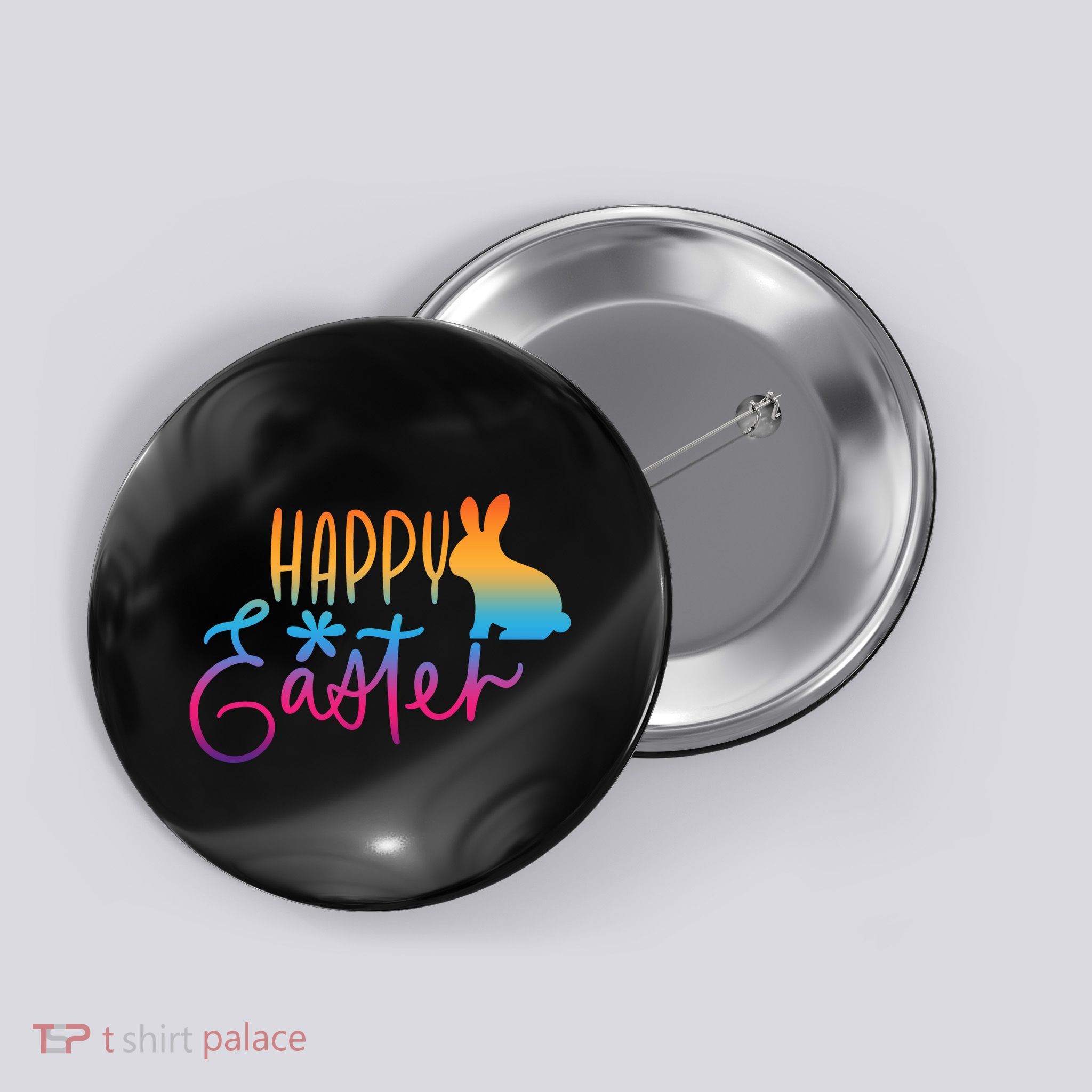 Rainbow Happy Easter Bunny Button