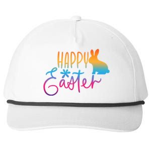 Rainbow Happy Easter Bunny Snapback Five-Panel Rope Hat