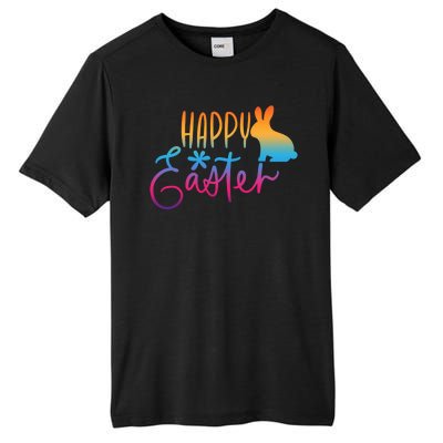 Rainbow Happy Easter Bunny Tall Fusion ChromaSoft Performance T-Shirt